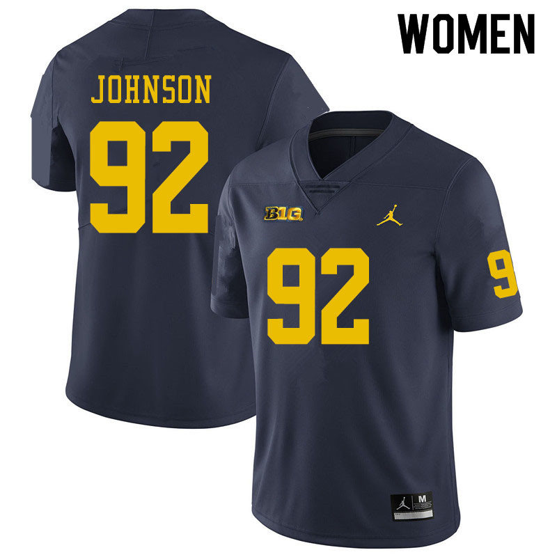 Women #92 Ron Johnson Michigan Wolverines College Football Jerseys Sale-Navy